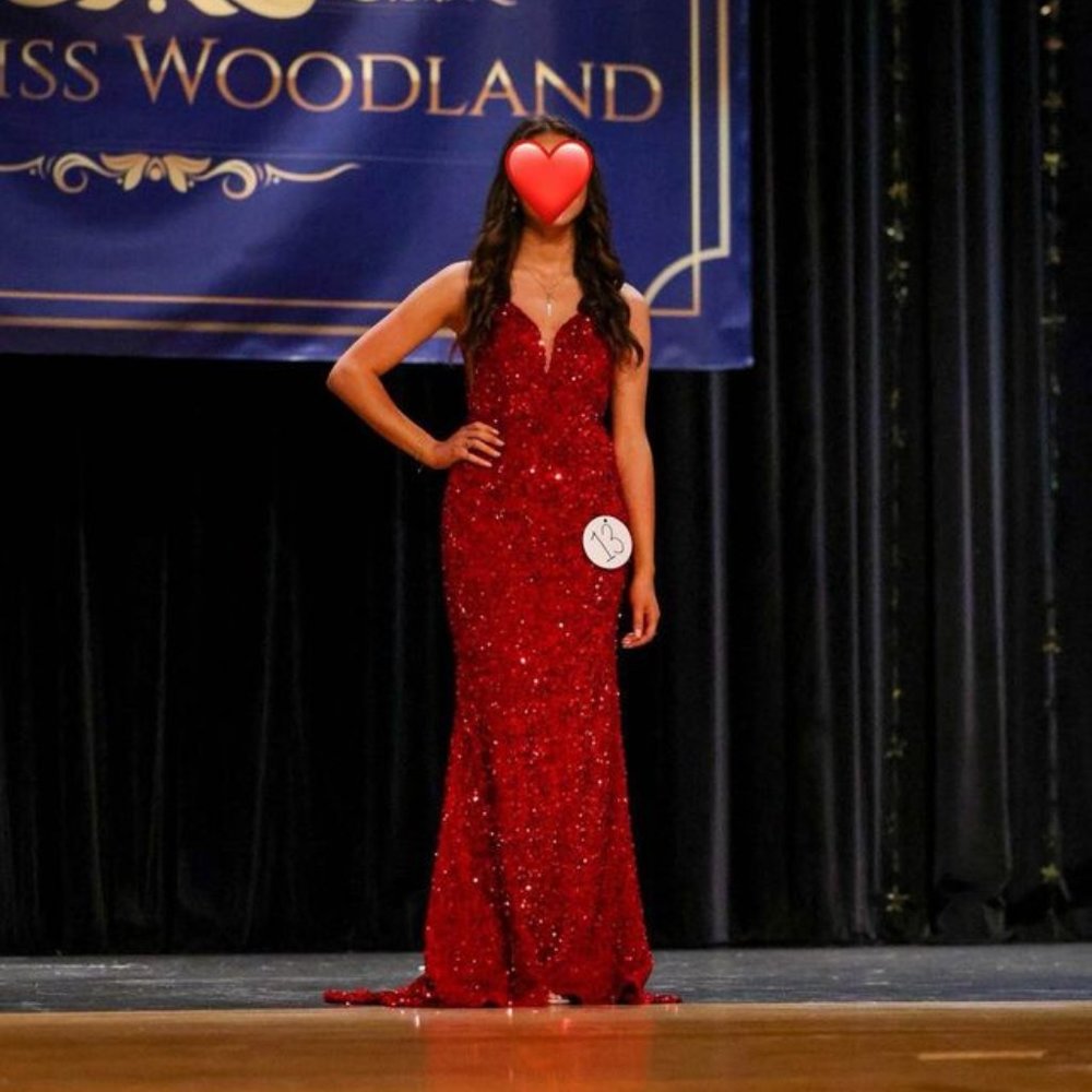 Red Sequin Prom Formal Pageant Dress Size 0
